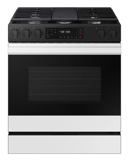 Bespoke 6.0 cu. ft. Smart Slide-In Gas Range with Air Fry & Precision Knobs in White Glass