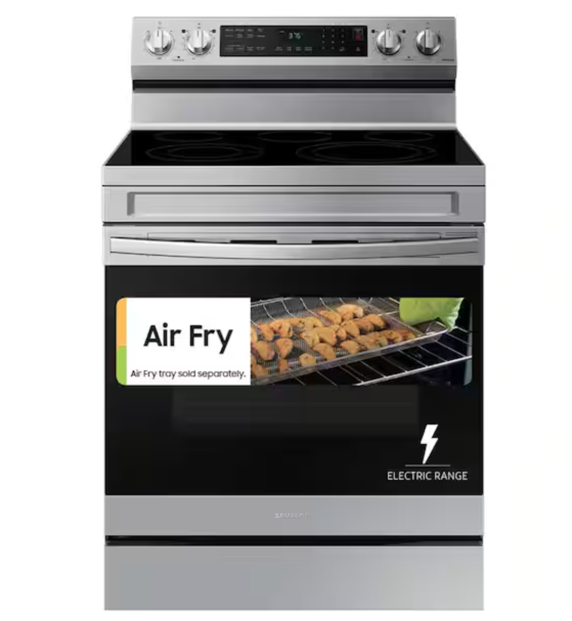 9ce0be51d38c0c42f6d01d2ea72e45cf samsung 30 in. 5-Burner Element Smart Freestanding Electric Range in Stainless Steel with Wi-Fi and No Preheat AirFry - Image 1