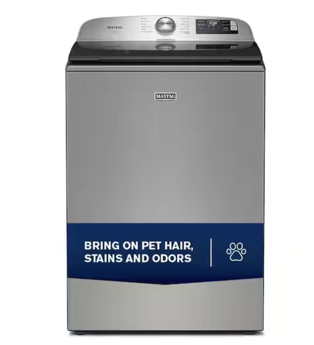 截屏2026-09-22 下午1.06.42 BRAND NEW MAYTAG 5.2 cu. ft. Pet Pro Top Load Washer in Classic Silver with Agitator, Extra Power and Sanitize Cycle with Oxi - Image 1