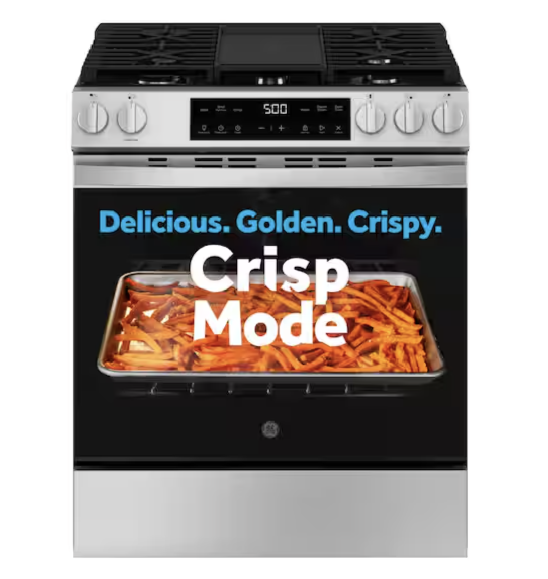 截屏2026-09-22 下午12.17.27 GE 30 in. 5-Burners Slide-In Gas Range in Stainless Steel with Crisp Mode - Image 1