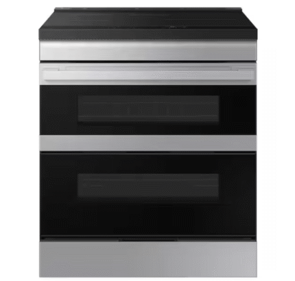 SAMSUNG Bespoke 30 in. 4-Burner Element Smart Slide-In Double Oven Induction Range in Stainless Steel with Flex Duo