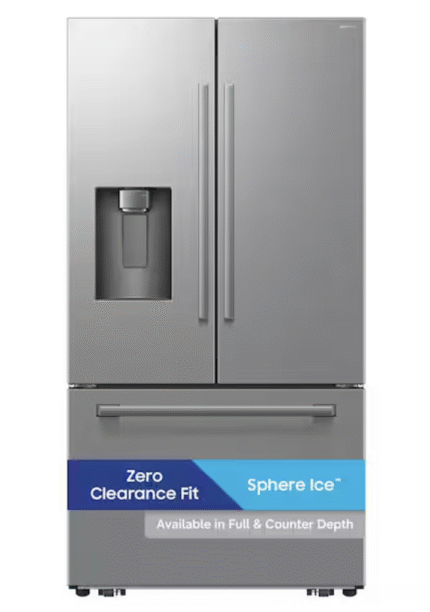Samsung 36 in. 29 cu. ft. Standard Depth 3-Door French Door Refrigerator in Stainless Steel w/Zero Clearance Fit and Sphere Ice